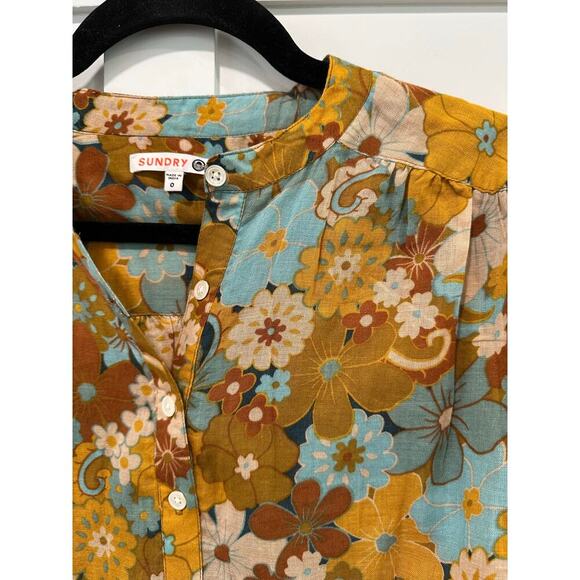 Sundry Retro Floral Blouse Size 0(XS) - Picture 3 of 5